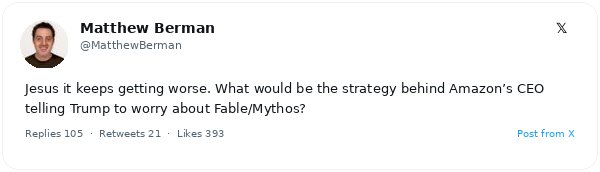 Andy Jassy, CEO de Amazon, alertó a la administración Trump sobre fallos de seguridad en los modelos Mythos y Fable de Anthropic, lo que desencadenó controles de exportación