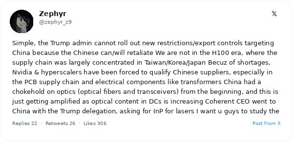 Analista Zephyr: los nuevos controles de exportación están limitados por la dependencia de Nvidia y los hiperescaladores de componentes chinos para IA