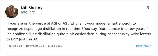 Bill Gurley y la paradoja de la AGI: ¿curar el cáncer sí, pero no detectar la destilación de modelos?
