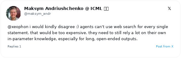 El debate sobre el uso de herramientas en agentes de IA: Maksym Andriushchenko defiende el conocimiento paramétrico frente a la búsqueda web para controlar costos