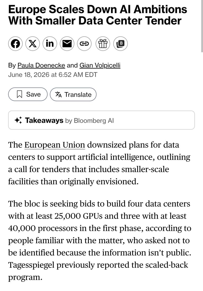 La UE reduce sus ambiciones de infraestructura soberana de IA: lanza licitaciones para 7 centros de datos con hasta 40.000 GPU