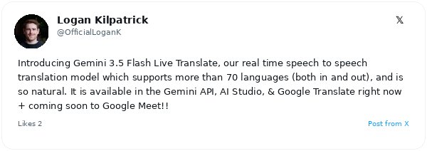 Google lanza Gemini 3.5 Flash Live Translate para traducción de voz en tiempo real y baja latencia en 70 idiomas