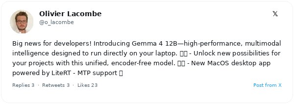 Google lanza Gemma 4 12B: un modelo multimodal sin codificador que supera al Gemma 3 27B y corre en portátiles
