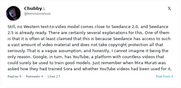 Kim Isenberg afirma que ningún modelo occidental de texto a video iguala a Seedance 2.0 de ByteDance