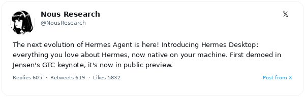 Nous Research lanza Hermes Desktop en vista previa pública para agentes locales