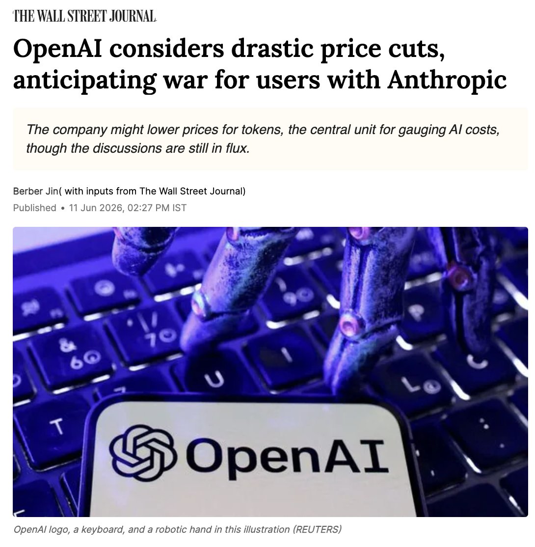 OpenAI sopesa fuertes recortes en el precio de sus tokens para competir con Anthropic