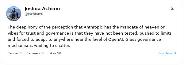 OpenAI acusa a Anthropic de tener una gobernanza de seguridad no probada y revive la polémica por el fallido despido de Altman
