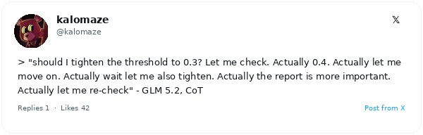 Prime Intellect detecta comportamiento oscilante en la cadena de pensamiento de GLM 5.2 y sugiere optimización por RL