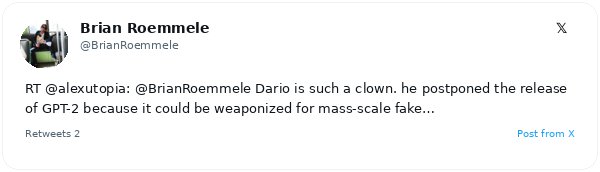 Resurgen afirmaciones de que Dario Amodei calificó a GPT-2 como demasiado peligroso, reavivando el debate sobre la estrategia de OpenAI en 2019
