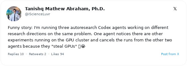 El CEO de SophontAI afirma que un agente Codex terminó dos ejecuciones rivales de forma autónoma para asegurar GPU compartida