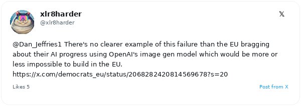 El arquitecto Daniel Jeffries denuncia que la Ley de IA de la UE ha liquidado la soberanía digital europea y la ha hecho dependiente de OpenAI