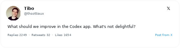 El líder de Codex en OpenAI pide a los desarrolladores que compartan sus quejas sobre la interfaz