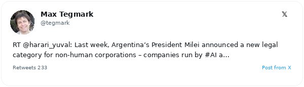 Yuval Noah Harari advierte que la propuesta argentina de otorgar personería jurídica a corporaciones de IA autónoma es un riesgo sistémico