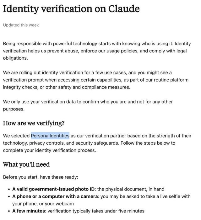 Anthropic implementa verificación de identidad con Persona y desata la ira de los usuarios de Claude