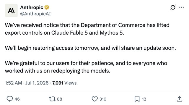 Anthropic anuncia el regreso de Claude Fable 5 y Mythos 5 para mañana