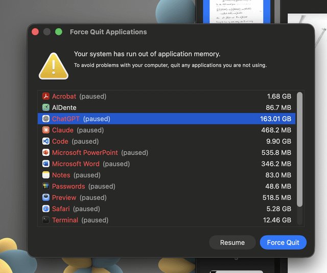 Una fuga de memoria en ChatGPT consume 163 GB de RAM antes de colapsar