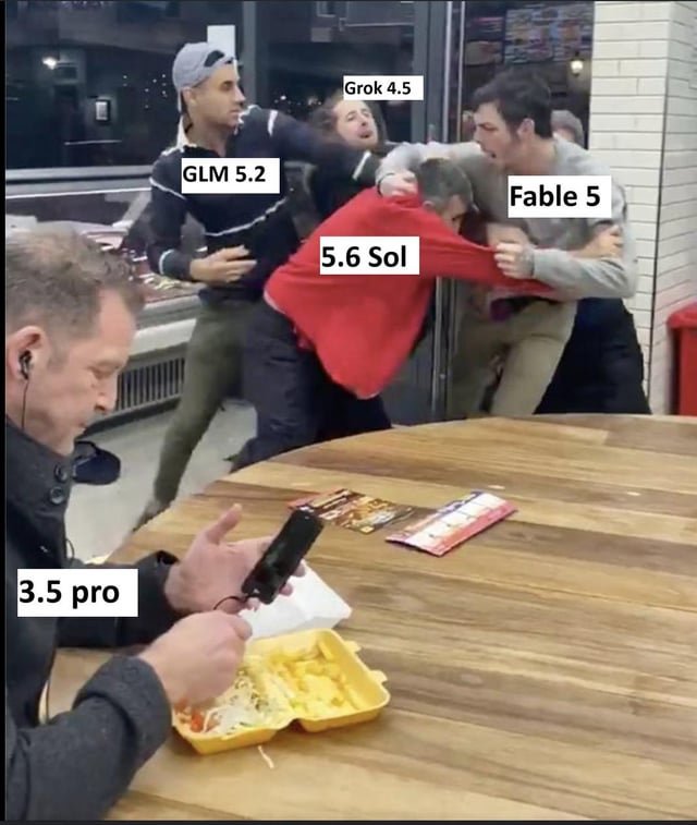 Meme sobre el estado de la IA enciende debate en Reddit: usuarios comparan fable5, opus y gpt 5.6 sol