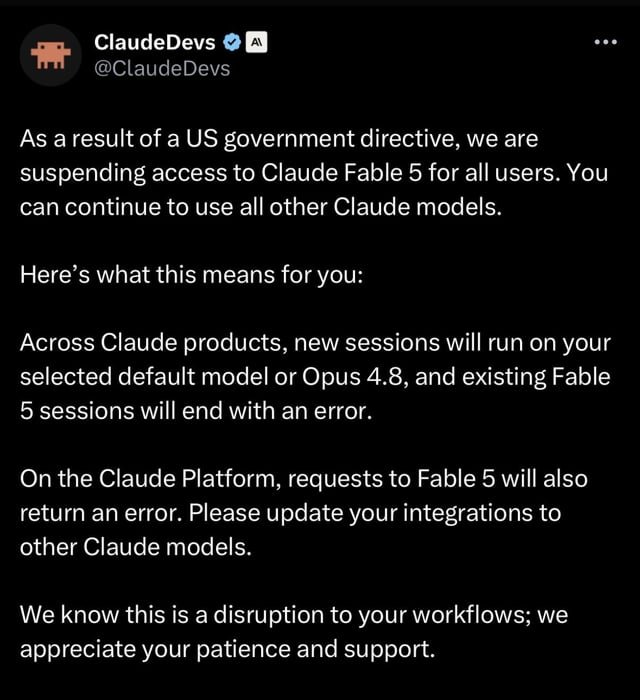 Fable 5 suspendido indefinidamente por motivos de seguridad nacional