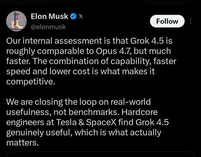 Musk no apuesta por el hype con Grok 4.5: la reacción 'realista' que desata bromas en Reddit