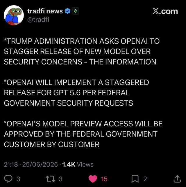 La administración Trump pide a OpenAI escalonar el lanzamiento de su nuevo modelo por motivos de seguridad