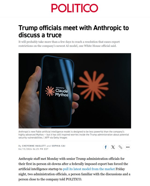 Oficial de Trump: 'Depende de Anthropic' resolver el bloqueo a su modelo de IA más reciente